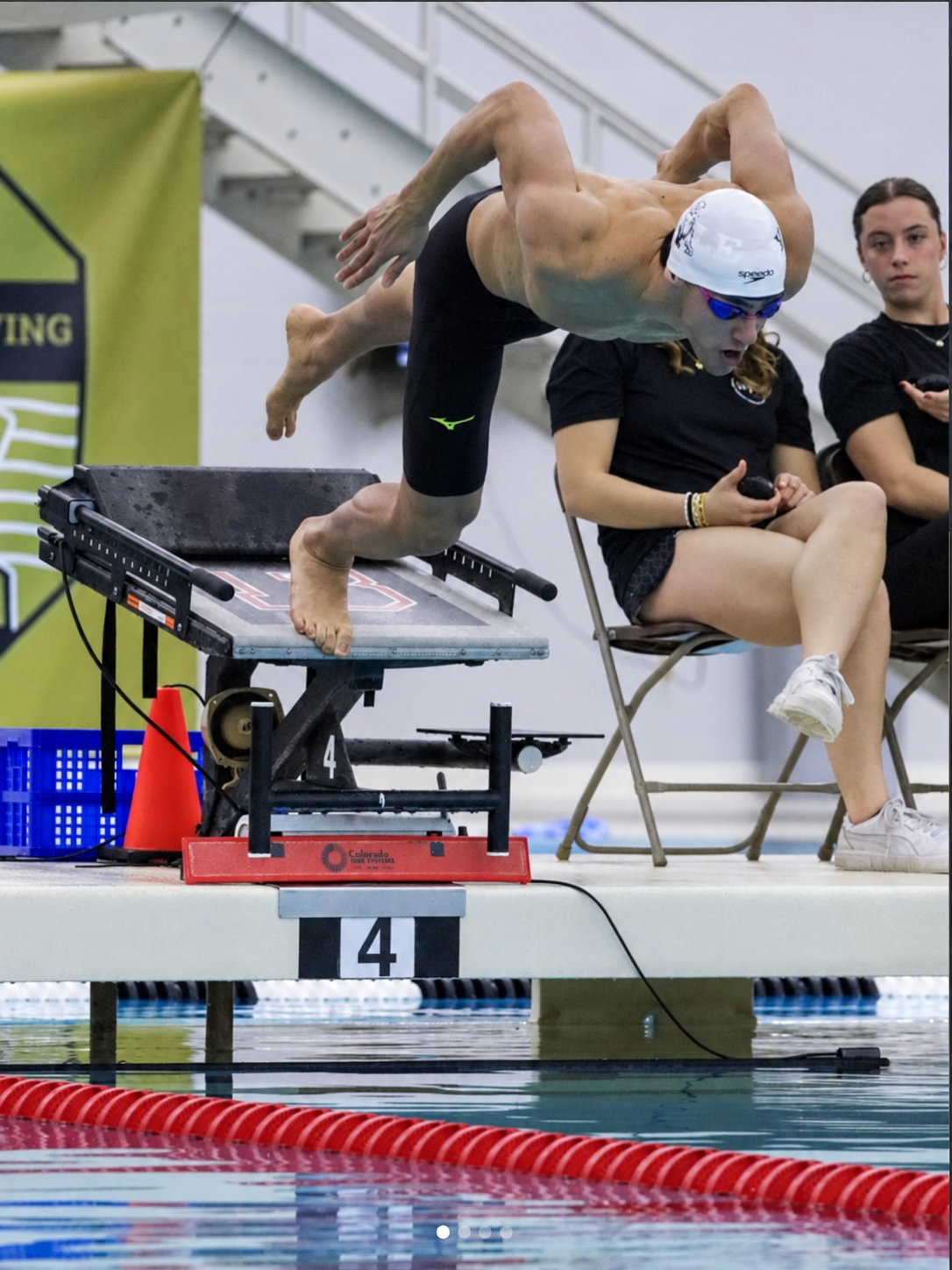 Nareg competing in swimming